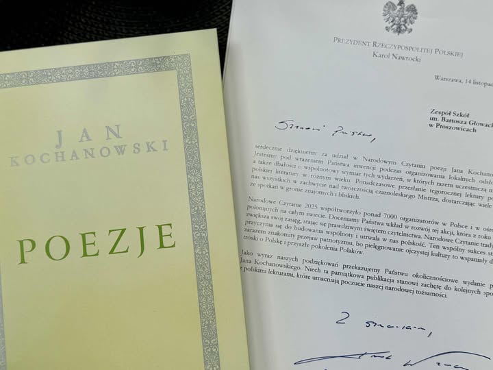 PODZIĘKOWANIA PREZYDENTA RP ZA UDZIAŁ W NARODOWYM CZYTANIU 2025