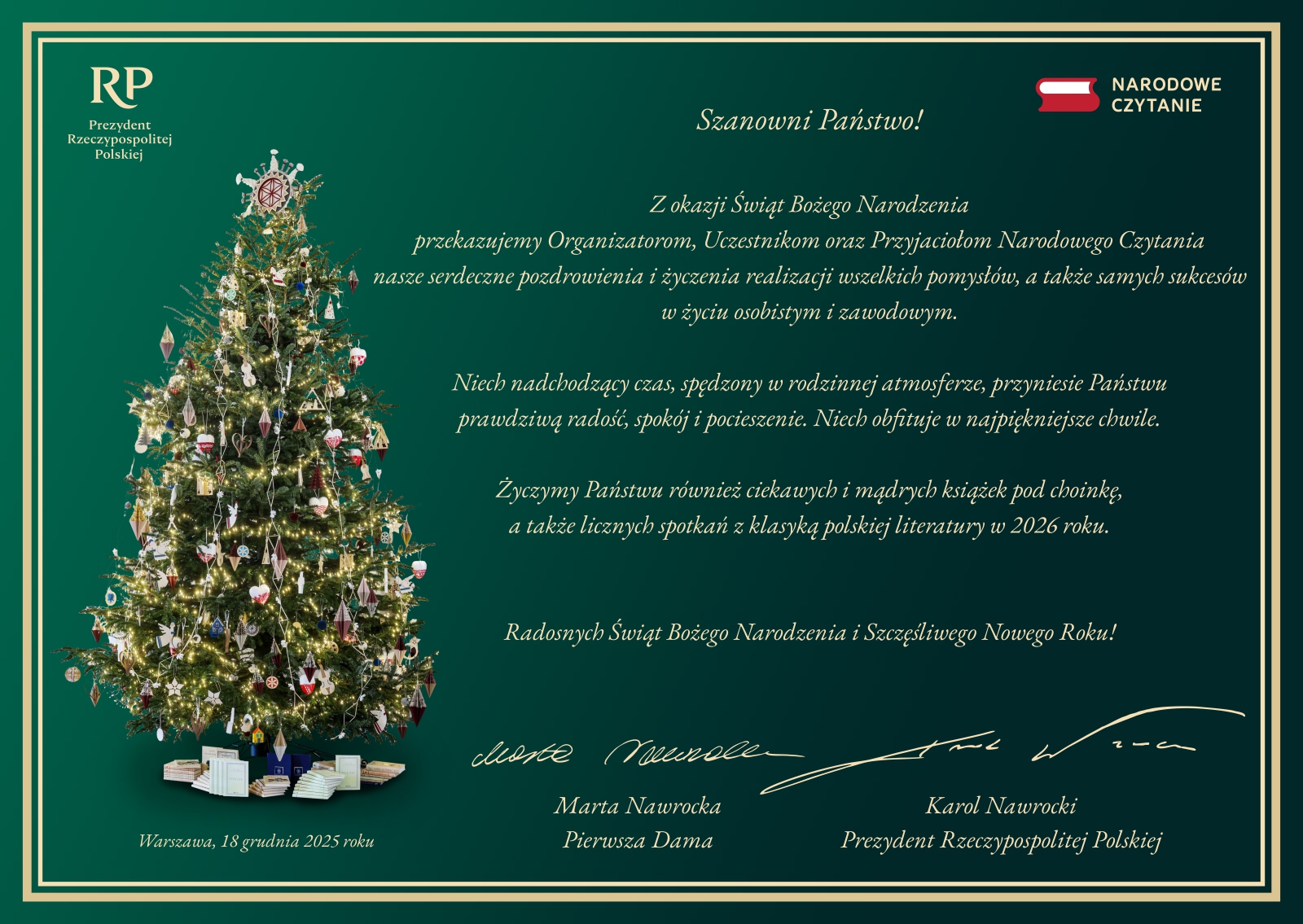 ŻYCZENIA DLA SPOŁECZNOŚCI ZS PROSZOWICE OD PARY PREZYDENCKIEJ